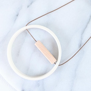 Porcelain and maple necklace / ceramic jewelry / 18th wedding anniversary / anniversary present / statement necklace / gift for her