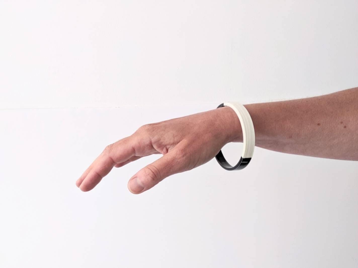 Black and White Porcelain Bangle Ceramic Bracelet Geometric