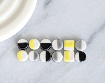 Tiny porcelain ceramic stud earrings / handmade earrings / delicate porcelain earrings / porcelain studs / geometric earrings / gift for her
