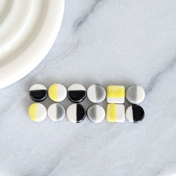 Tiny porcelain ceramic stud earrings / handmade earrings / delicate porcelain earrings / porcelain studs / geometric earrings / gift for her