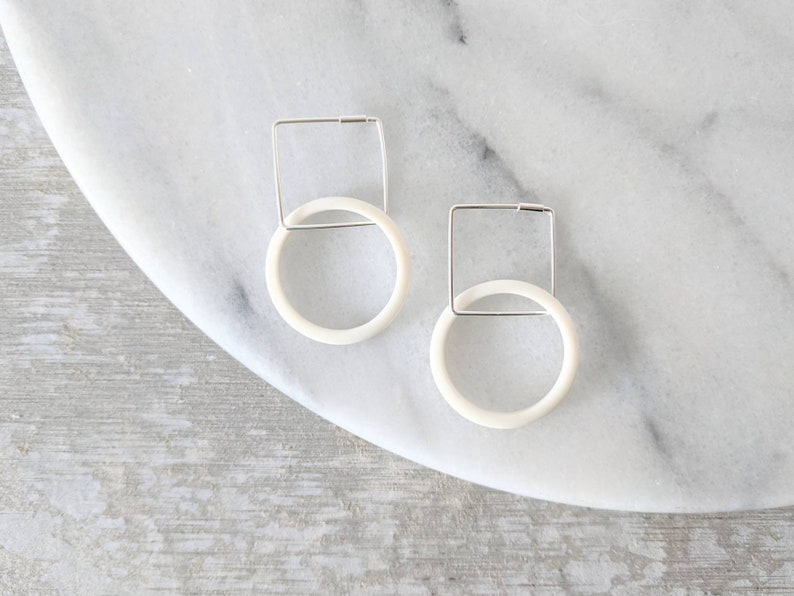 Simple White Hoop Earrings / Ceramic Earrings / Porcelain Etsy UK