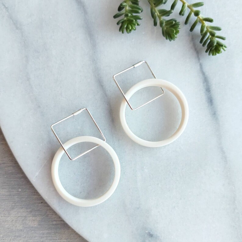 Simple White Hoop Earrings / Ceramic Earrings / Porcelain Etsy