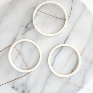 simple circle silk necklace / geometric jewellery / minimalist jewelry / porcelain or silk wedding anniversary gift image 5