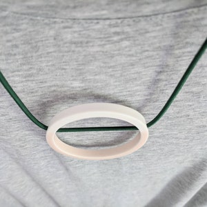 Blush pink and forest green porcelain geometric necklace ceramic necklace on comfortable elastic cord image 7