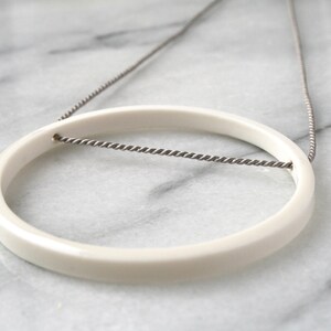 simple circle silk necklace / geometric jewellery / minimalist jewelry / porcelain or silk wedding anniversary gift image 2