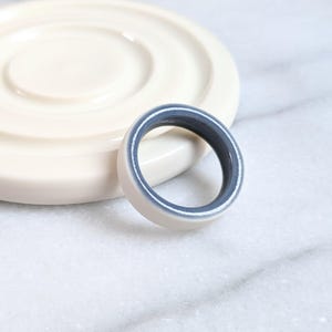Handmade Blue & White Porcelain Ring - Extra Large Ceramic Band