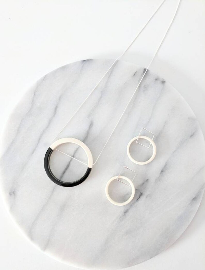 Simple White Hoop Earrings / Ceramic Earrings / Porcelain Etsy