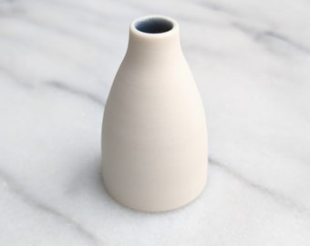 Miniature blue and white porcelain bud vase - tiny wheel thrown pottery - 9th, 18th or 20th anniversary gift