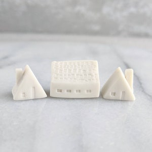 porcelain miniature ceramic houses set of 3 mini houses fine art ceramics tiny gift image 1