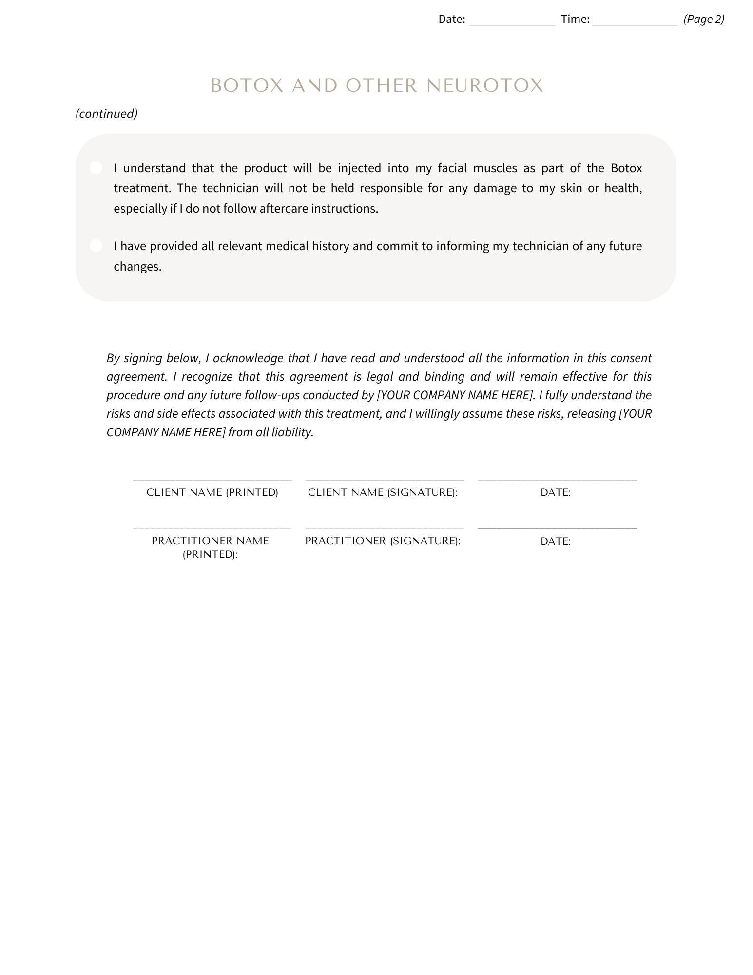 Botox and Dermal Filler Consent Form - Etsy