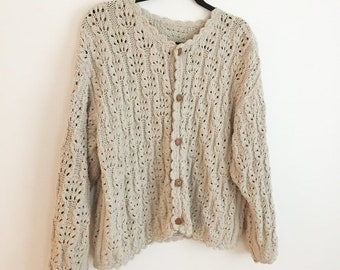 tan crochet cardigan