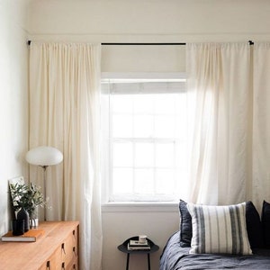 Pair of Cream linen curtains, cream drapes window treatments, custom curtains, extra long curtains
