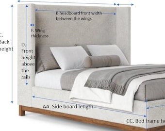 Natural Linen Bed Cover for the Headboard with Wings, Bedframe Cover, Custom Made Linen Headboard Cover Upholstery, Made to Fit