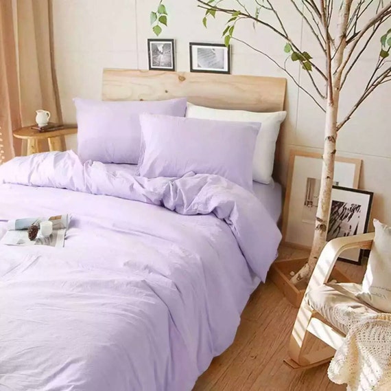 Lavender Purple Duvet Cover Purple Bedding In Natural Linen Etsy