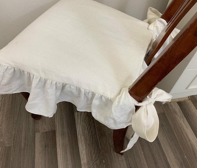Cream Linen Chair Slip Covers with Ballerina sash ties Etsy