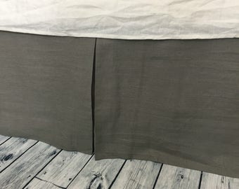 Medium Grey Tailored Pleats Bed Skirt, grey, box pleated bed skirt, 13-24 or custom drop length