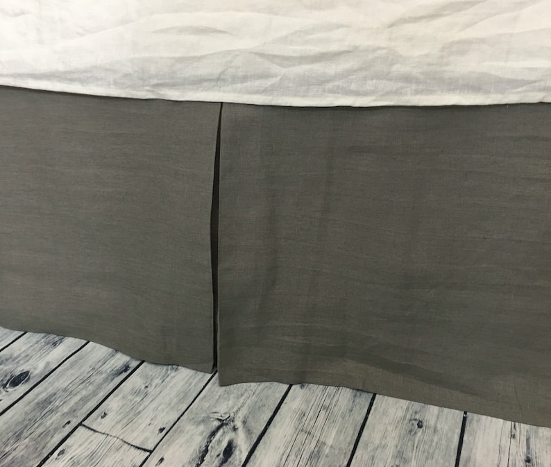 Medium Grey Tailored Pleats Bed Skirt grey box pleated bed Etsy