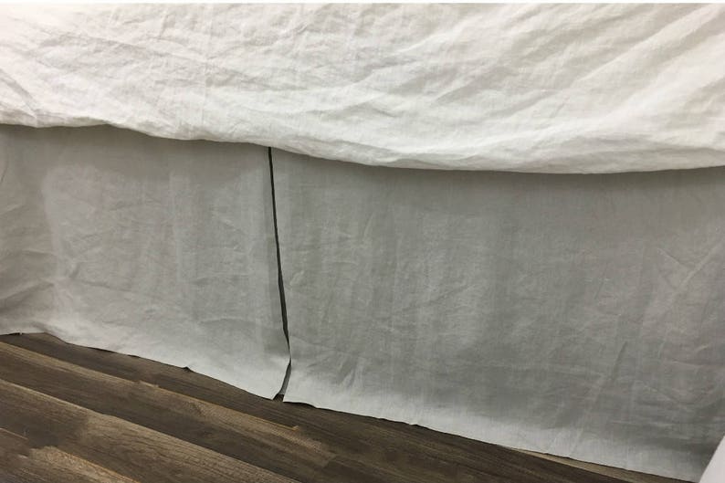 Stone Grey Tailored Bedskirt Natural Linen Bed Skirt Pleated Etsy