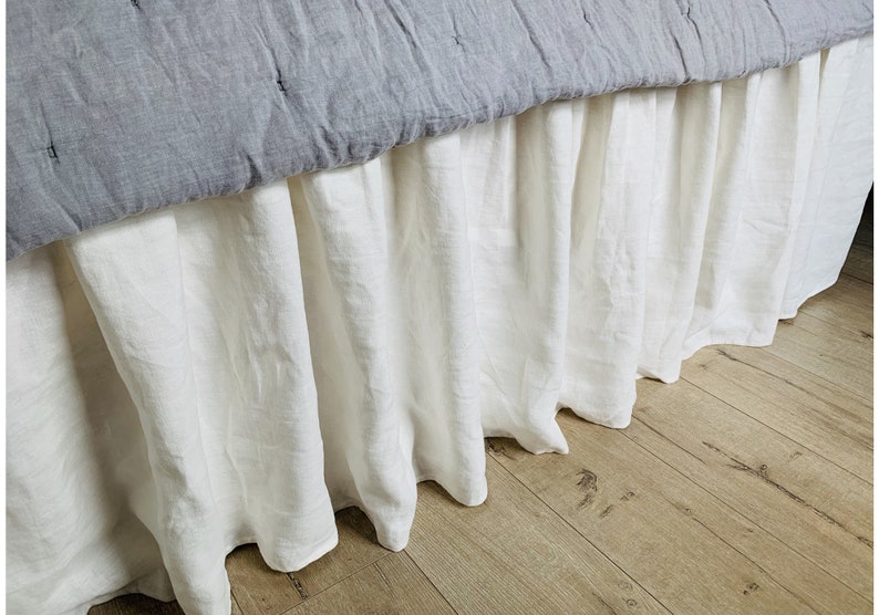 Belgian Linen Flax Bed Skirt With Gathered Ruffle Canvas Etsy
