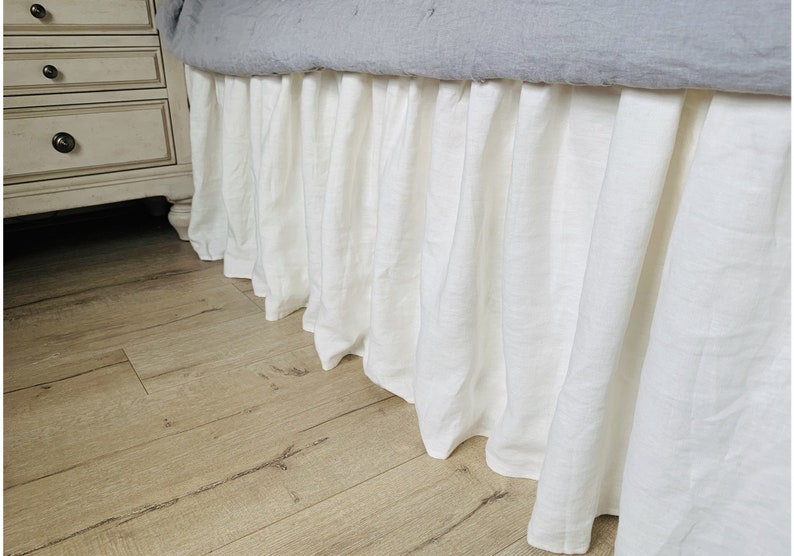 Belgian Linen Flax Bed Skirt With Gathered Ruffle Canvas Etsy