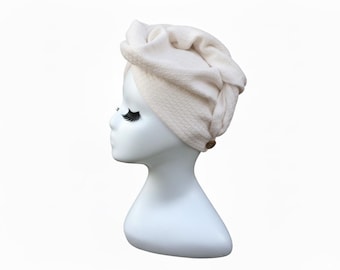 Waffle Linen Turban Hair Towel, Linen Hair Turban, ZERO tangles or snarls. Thick and Soft, Holds lots of hair | Handmade - Ready to Ship