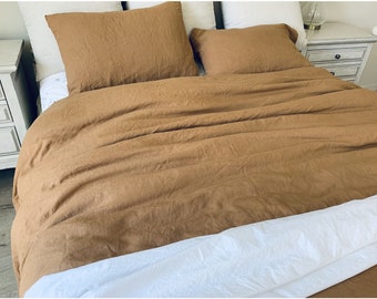 Golden Tan Linen Duvet Cover, Available in All Sizes, or Custom Size