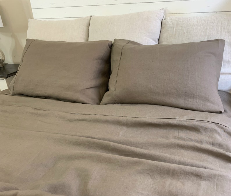 Cedar Dark Brown Bed Sheets Dark Brown Bed Linen Natural Etsy