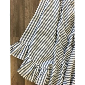 Slate Gray and White Striped Shower Curtain with Ruffle Hem, Forever Stripes, 72x72, 72x85, 72x94, or Custom Size for Extra Long, Extra Wide