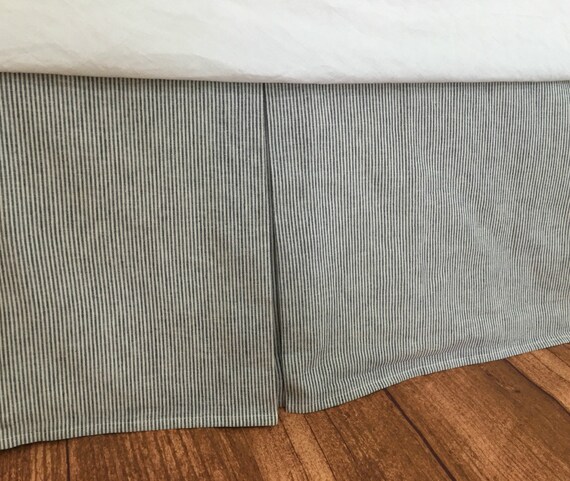 Black and white striped bed skirt king sale