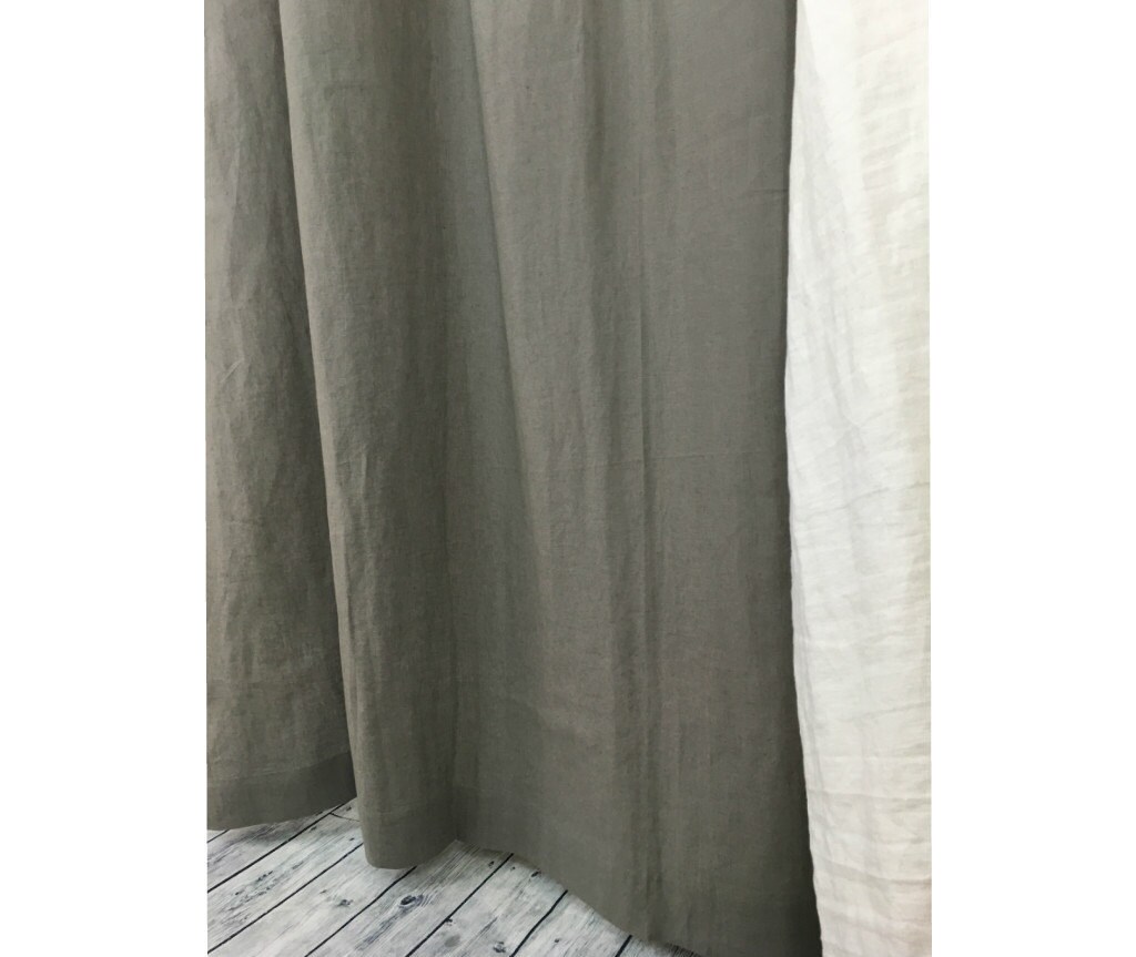 Grey Linen Shower Curtains Dark Gray Linen Shower Curtain Etsy