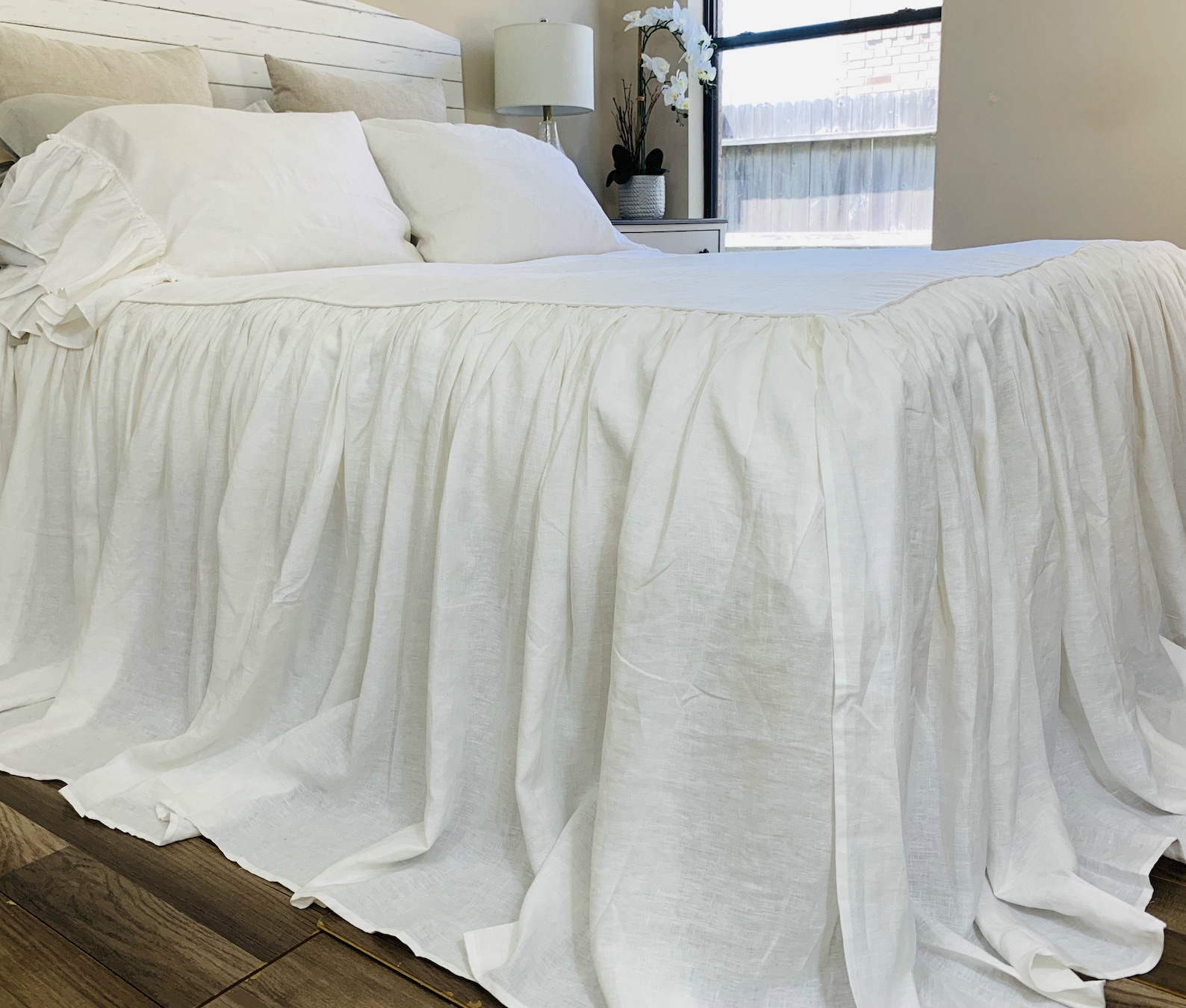 White Bedspread Natural Linen Bedspread White Linen Bed Etsy