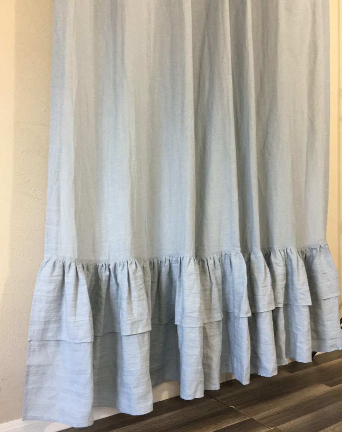 Duck Egg Blue Shower Curtain With 2tiered Mermaid Long Etsy