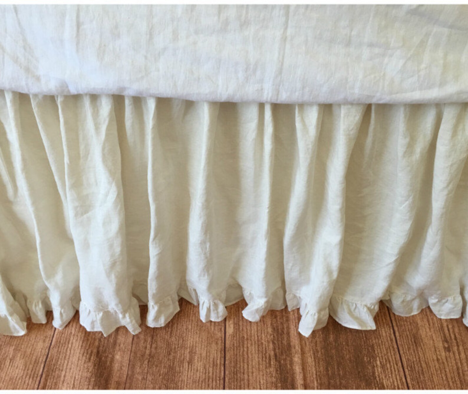 Macrame Dust Ruffle Cream Dust Ruffle With Ruffle Hem, Custom Bed Skirt, Shabby Chic Bed ...