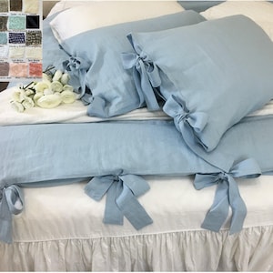 Duvet Cover with Ties –White, Grey, Cream, Pink, Blue, Stripe, Chevron, 40+ colors, Custom Size, Lovely Bow Ties