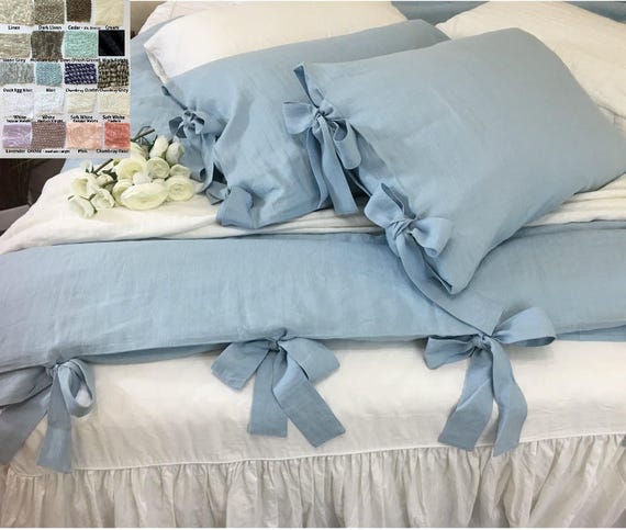 Duvet Cover With Ties White Grey Cream Pink Blue Stripe Etsy