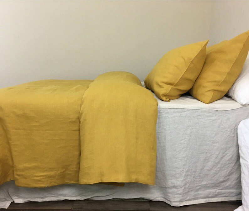Mustard Gold Linen Duvet Cover Natural Linen Bedding Queen Etsy