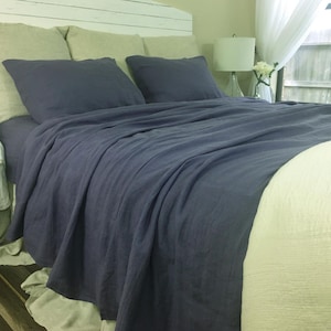 Plum Purple Linen Duvet Cover, Yarn Dyed Violet Linen Bedding, Available in Queen, King, Twin, Full, or Custom Size