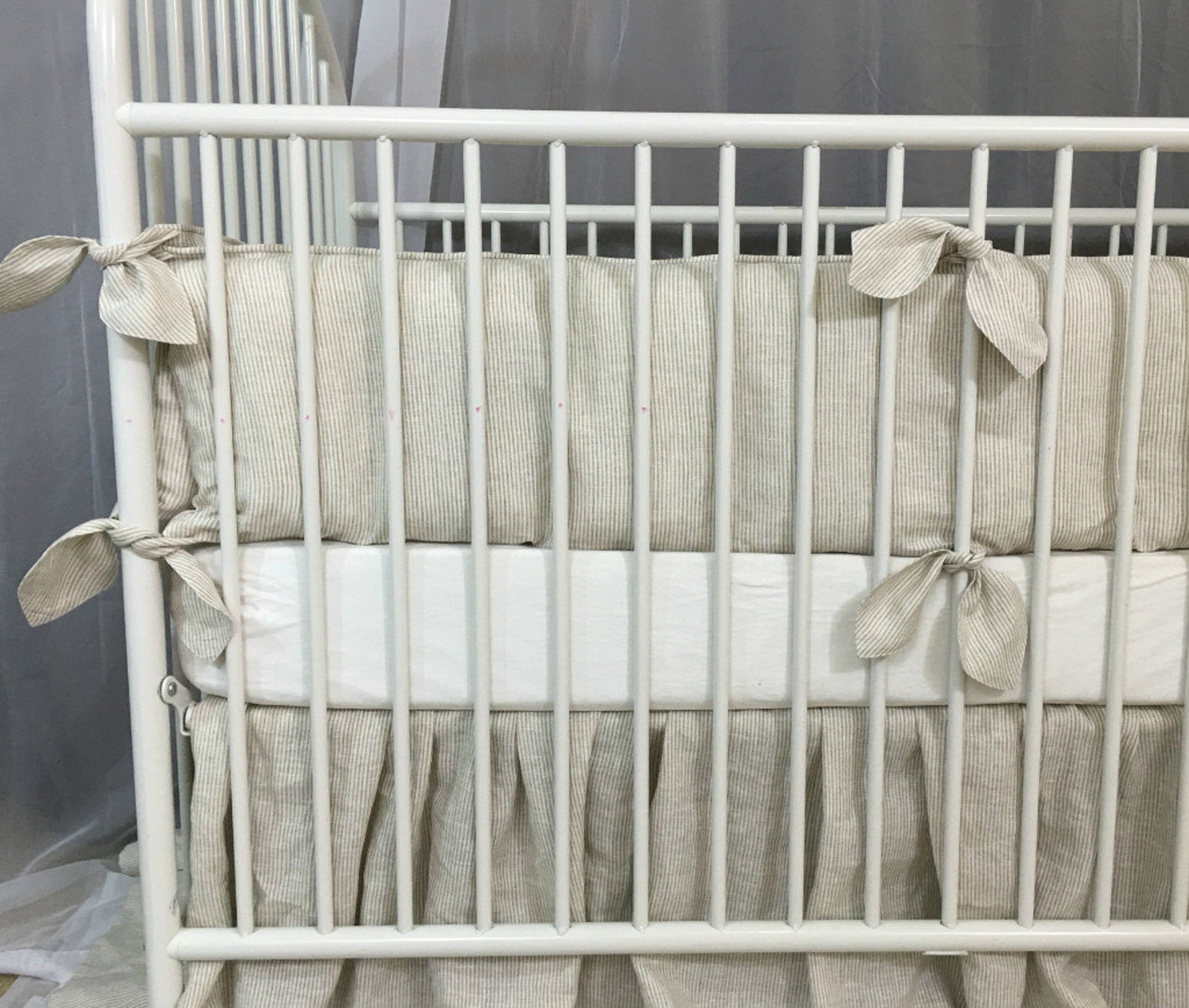 Linen Ticking Stripe Baby Bedding Set with Crib Bumpers with Etsy