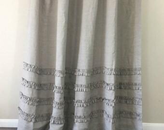 Dark Linen Shower Curtains with 4 rows of ruffles, 100% Linen, 72x72, 72x85, 72x94, 72x72, Custom Shower Curtains