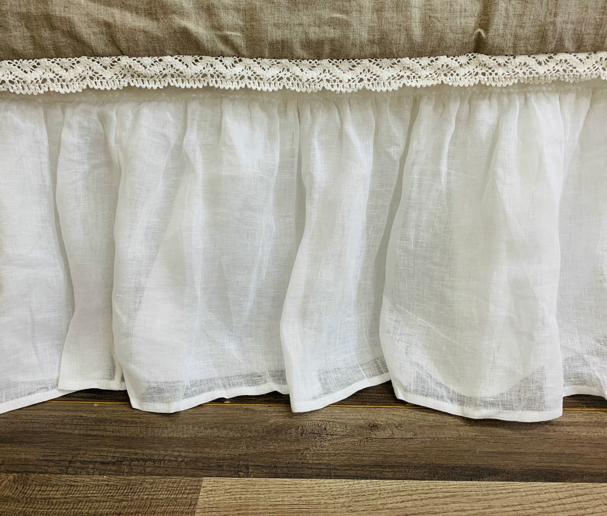 Flowy white bed skirt cheap