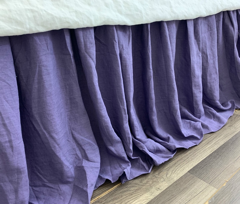 Eggplant Purple Bed Skirt Natural Linen Purple Linen Dust Etsy