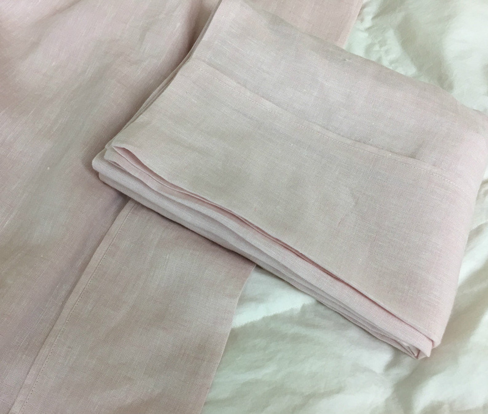 Chambray Blush Pink Linen Bed Sheets Light Pink Linen Sheets Etsy