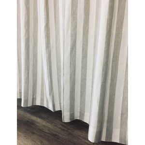 Natural Linen Striped Shower Curtain – Mildew-free, Custom Shower ...