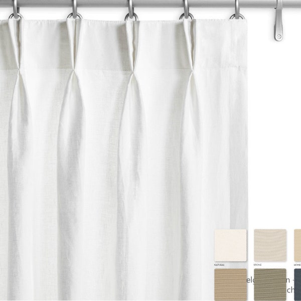 Pair of Belgian Linen Curtains, Canvas weight linen, custom curtains, extra long curtains, 12 Color Choices