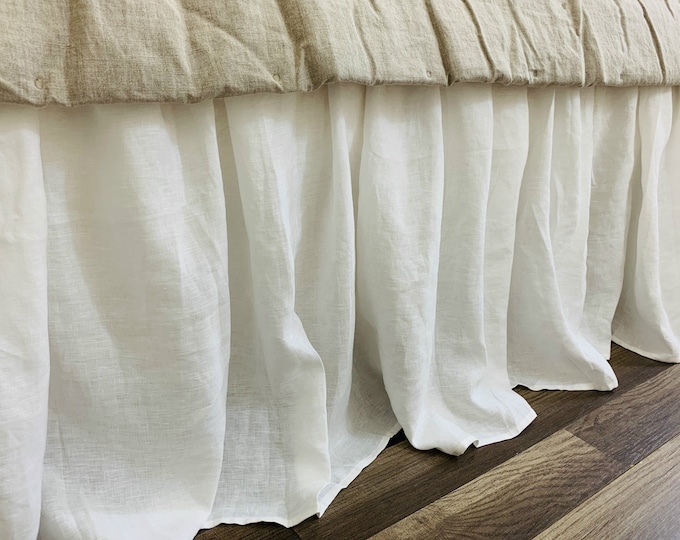 Sale 15 Off White Linen Bed Skirt Queen Size Ready to Ship Etsy
