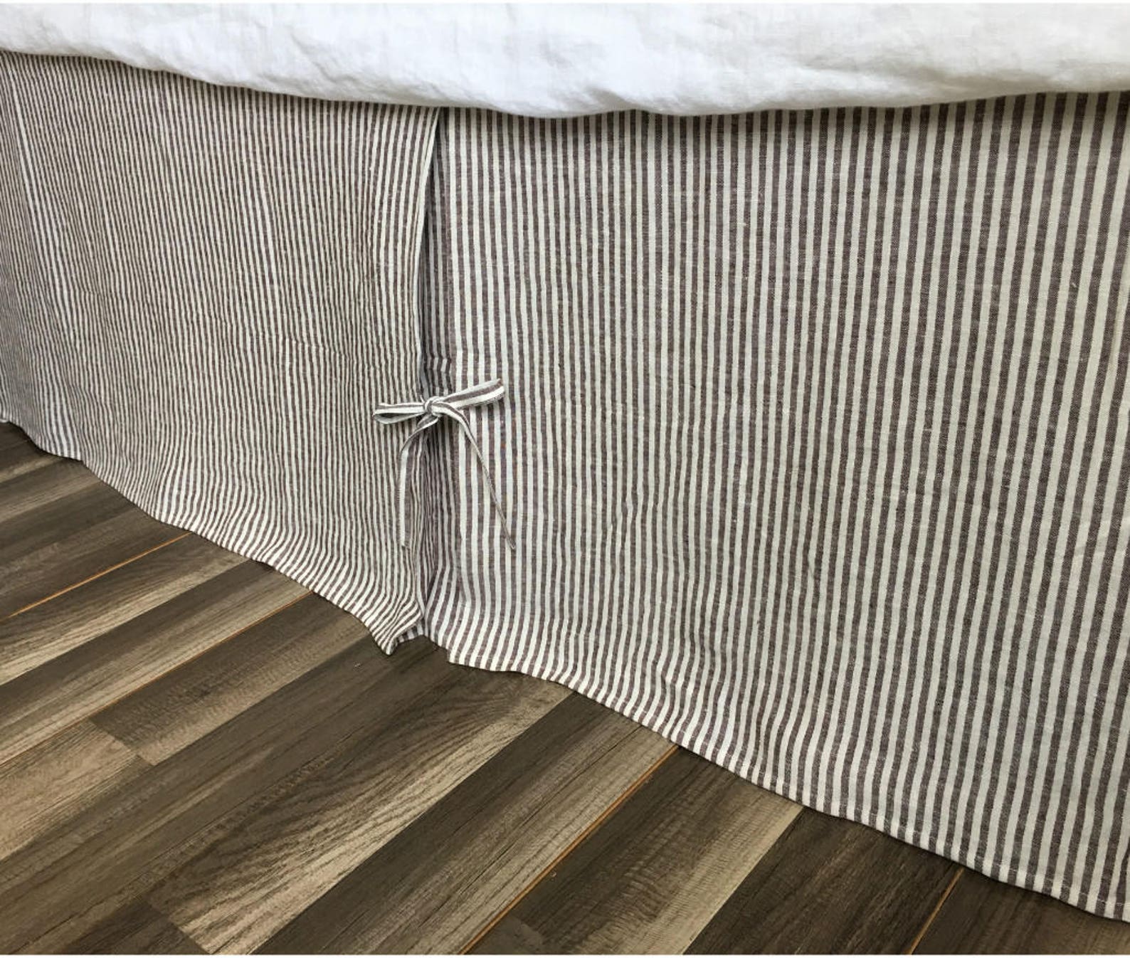Tailored Pleated Linen Bed Skirt With Ties Multiple Colors to Etsy