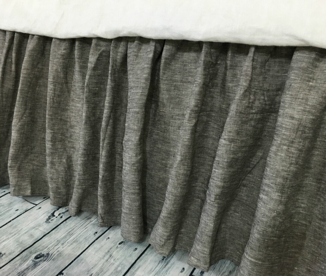 Chambray Grey Bed Skirt Gathered Bed Skirt Available in Etsy
