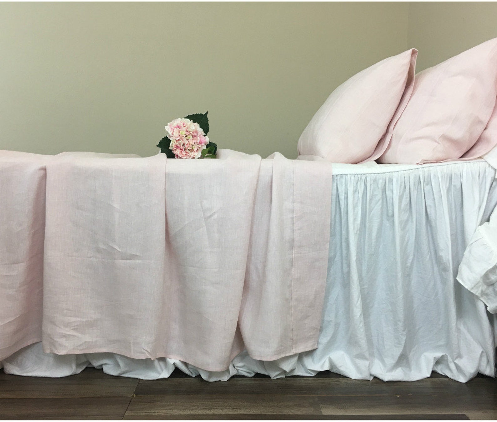Chambray Blush Pink Linen Bed Sheets Light Pink Linen Sheets Etsy