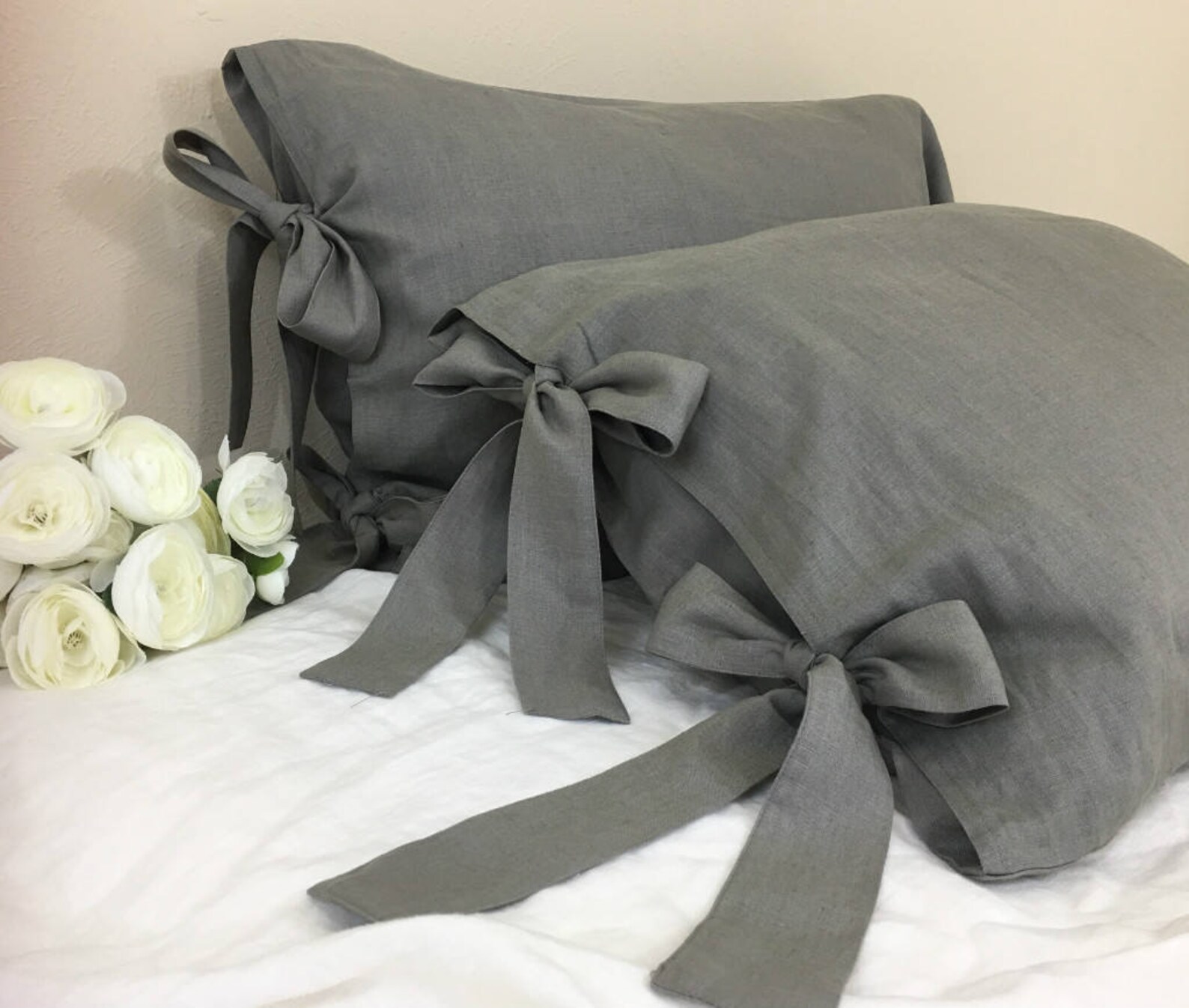 Linen Euro Sham Cover With Ties Over 41 Colors and Patterns Etsy