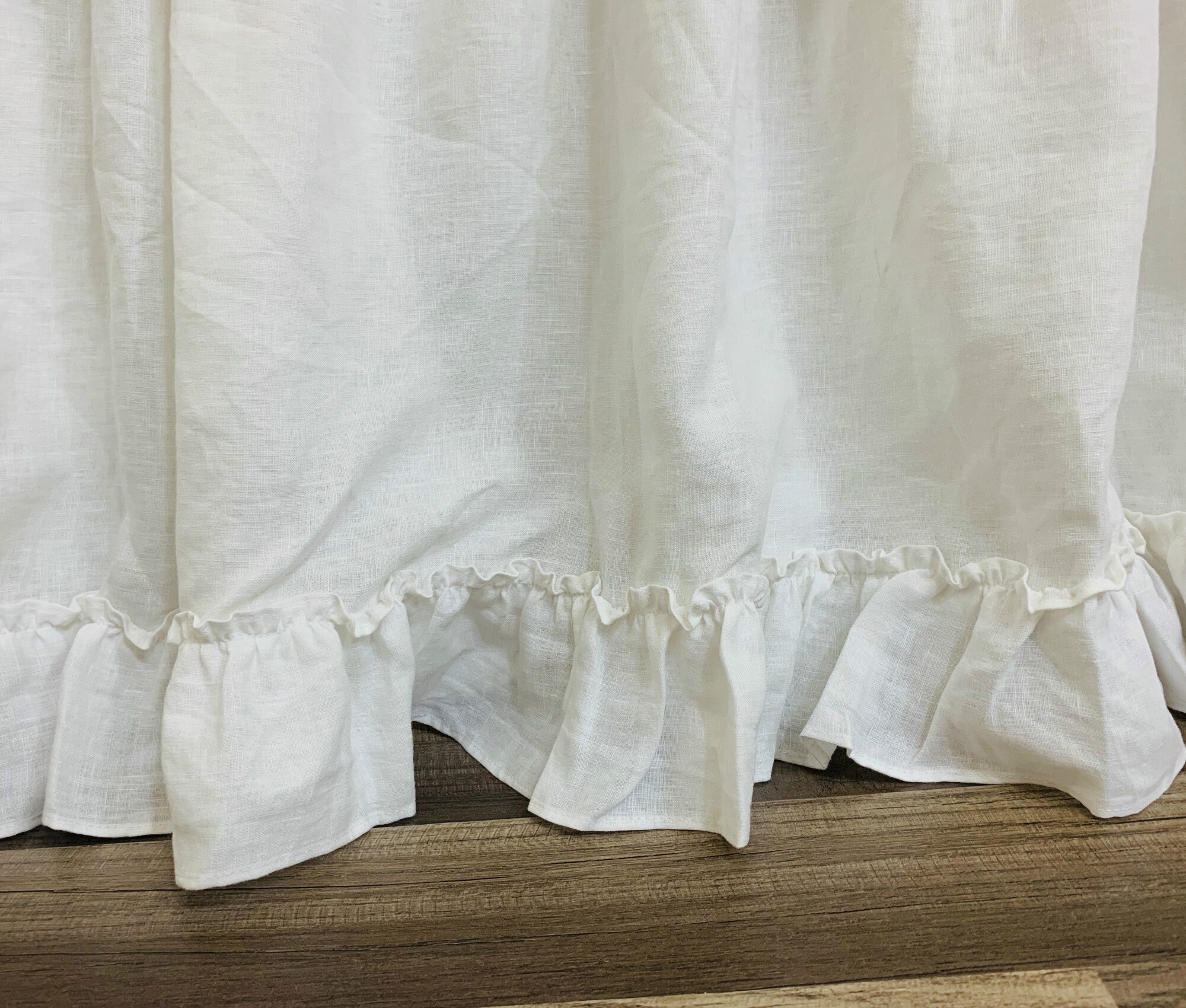 Natural linen bedskirt with country ruffle hem bed ruffles | Etsy